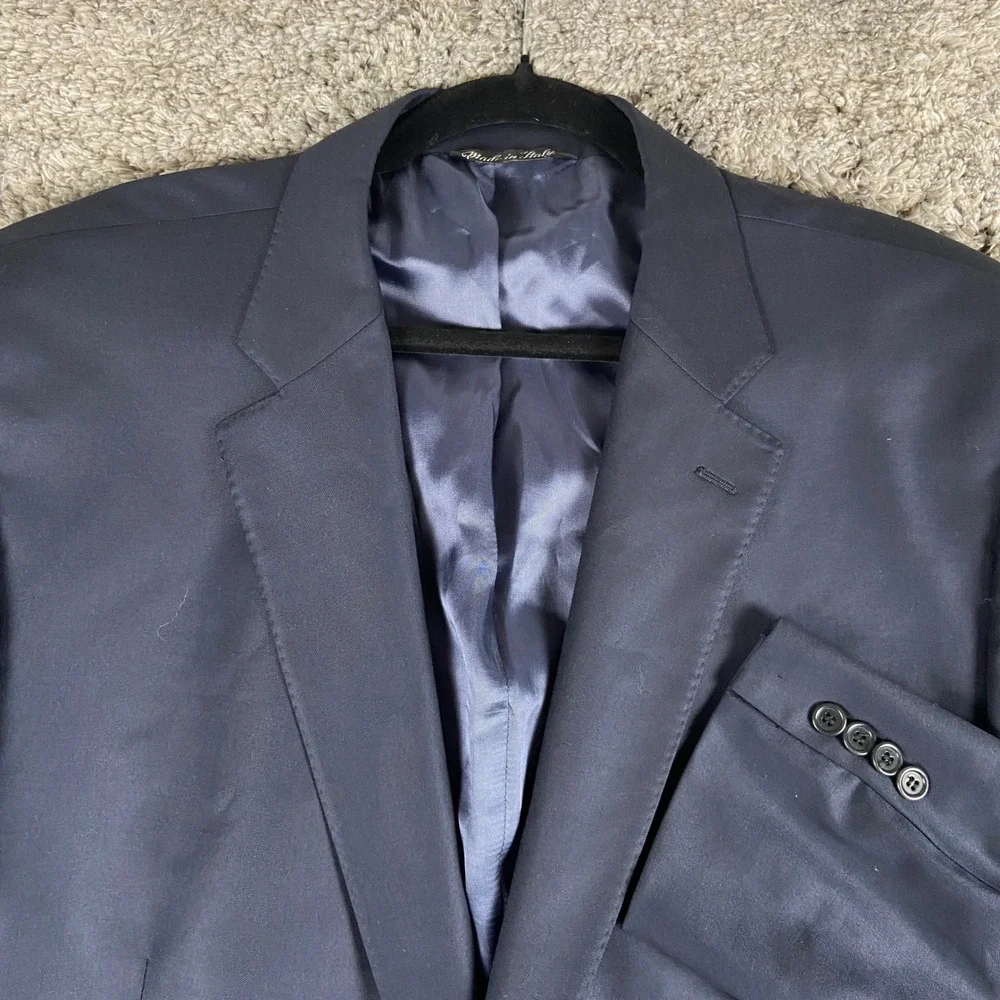 G Manzoni Blazer Mens 50R Navy Blue Super‎ 150s Wool 2 Button Sport Coat Italy